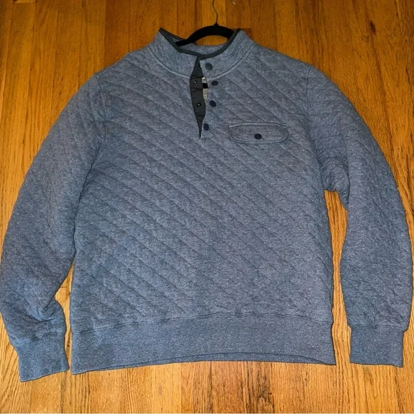 $188 Flaherty Men's Epic Quilted Fleece Pullover - Ocean Light blue Heather L V-Neck
